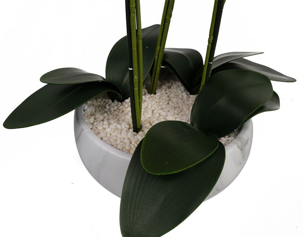 Orchid Artificial White Marble Effect  Ceramic Planter Botanik