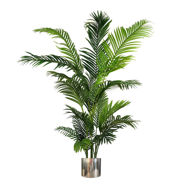 Artificial Palm Tree Extra Large - HUGE 180cm 6FT Silver Metal Planter