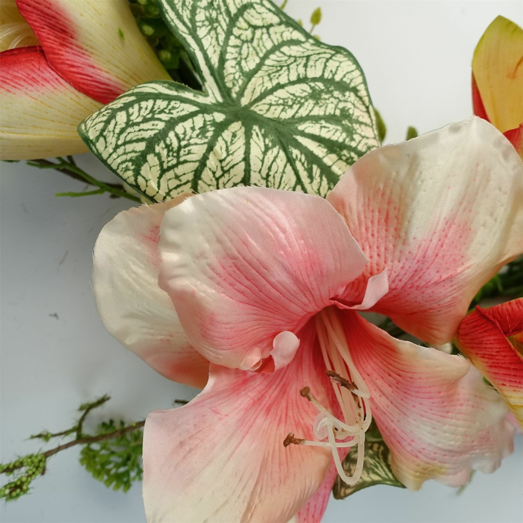 60cm Artificial Pink Lily Flower Wreath