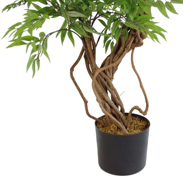 Large Artificial Potted Tree Japanese Fruticosa Ficus Gold Metal Planter 140cm Botanik