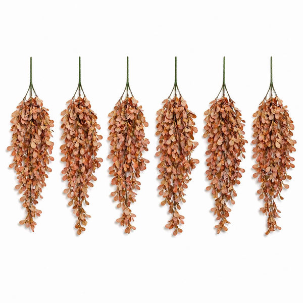Pack of 6 x 70cm Artificial Trailing Leaf Spray Stem - Dusty Orange