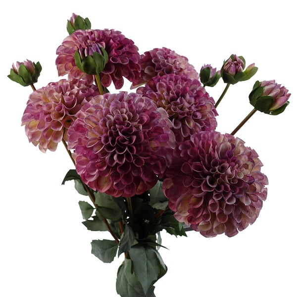 6 x Dhalia PomPom Artificial Flowers Pink
