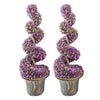 90cm Pair of Purple Large Botanik Spiral Topiary Trees with Decorative Planters - Premium Quality