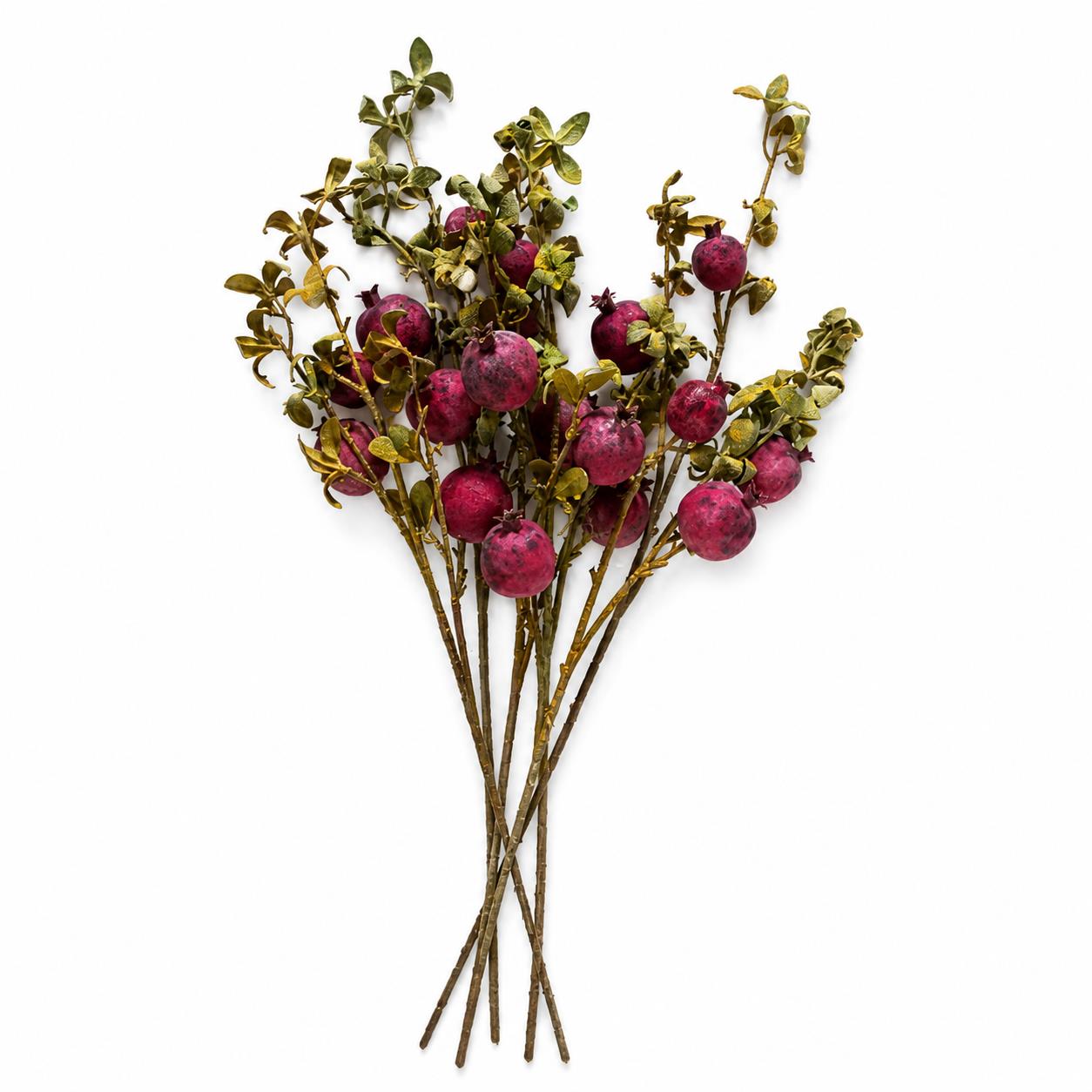 Pack of 6 x 75cm Artificial Pomegranate Stem Artificial Purple