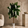 130cm Luxury Artificial Wisteria Tree White Flowers - Premium Range Silver Metal Planter - Premium Quality