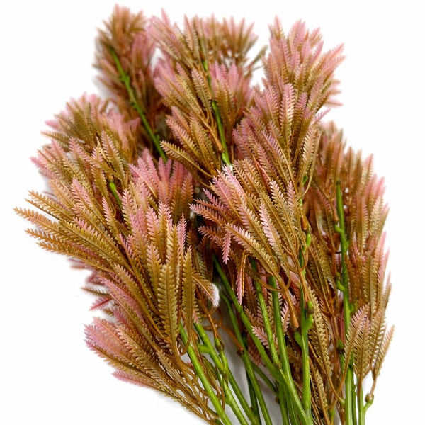 Pack of 6 x 75cm Artificial Pink Heather Fern Bush Stem