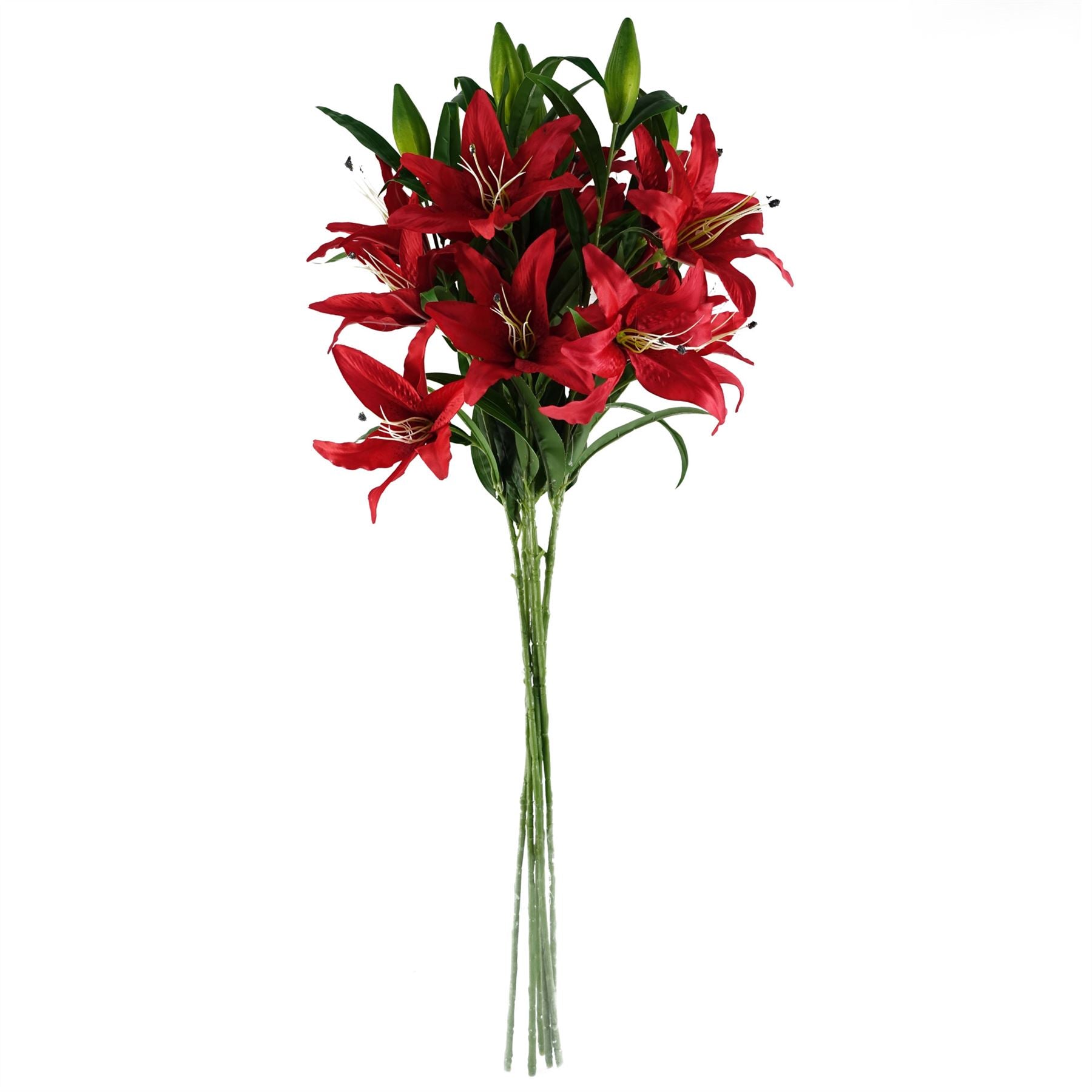 Pack of 6 x Artificial Flowers Large Red Lily Stem - 3 Flowers 100cm