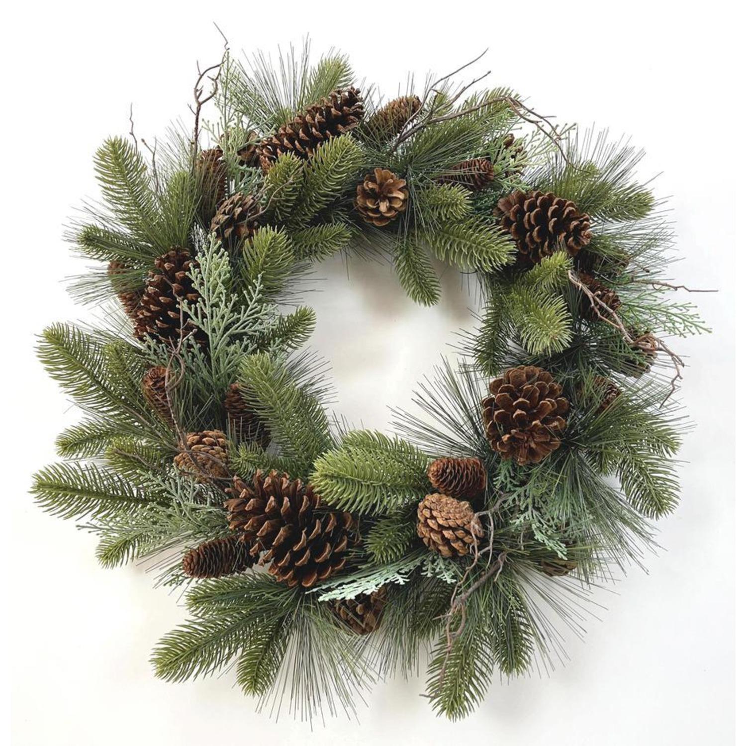 60cm Artificial Christmas Pine Cone Wreath
