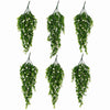 Pack of 6 x 70cm Artificial Trailing Green & White Flowering Hanging Plant Faux Foliage - Premium Quality