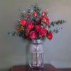 60cm Red Rose and Eucalyptus Glass Diamond Vase - Premium Quality