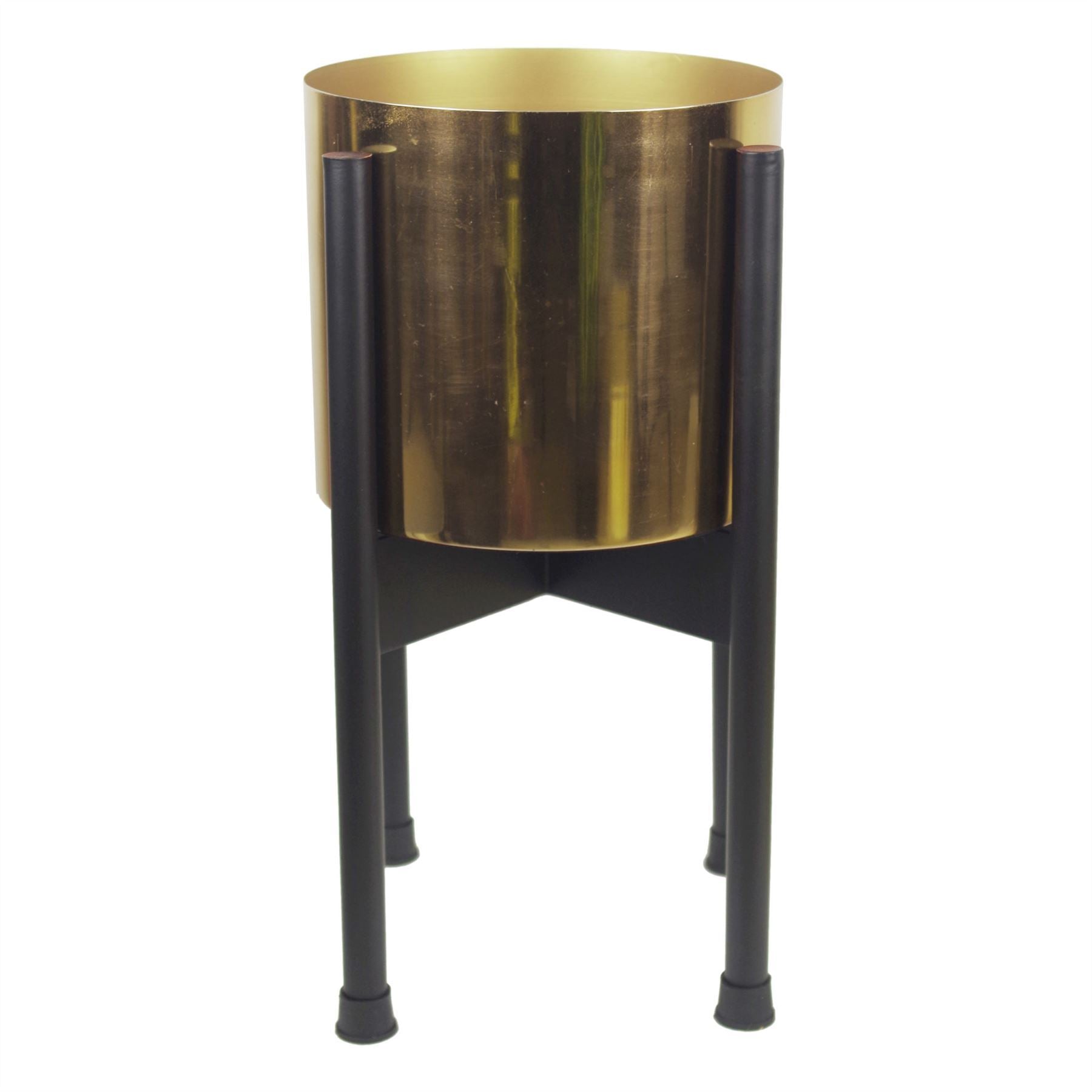 Medium Black Stand with Gold Metal Planter 38.5cm x 18cm - Premium Quality
