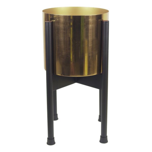 Medium Black Stand with Gold Metal Planter 38.5cm x 18cm - Premium Quality