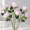 Pack of 6 x 55cm Artificial Pink and Cream Rose Stems