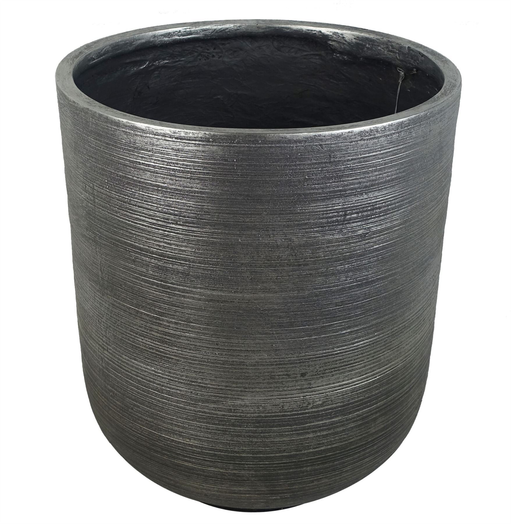 47cm x 41cm Coya Silver Ridged Planter Extra Large Composite Plant Pot - Premium Quality