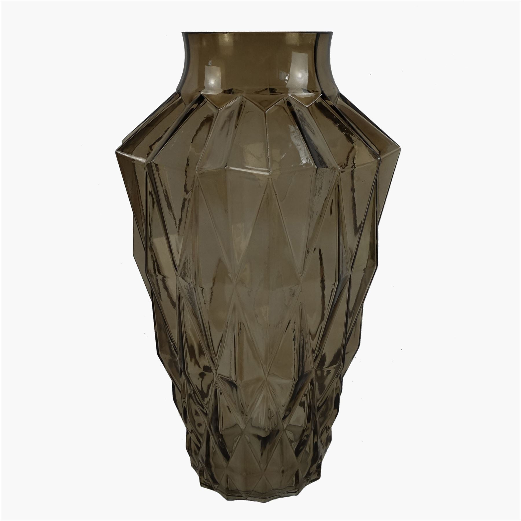 Glass Vase Brown Geometric Glass Vase 30cm Botanik