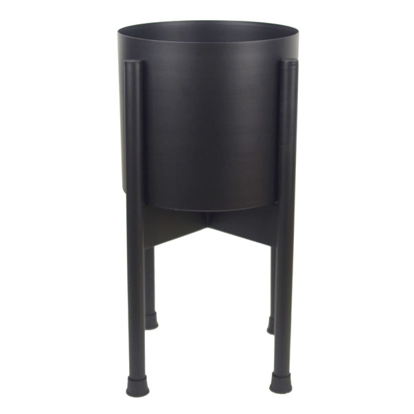 Leaf Metal Planter Plant Pot Black 20 x 18cm