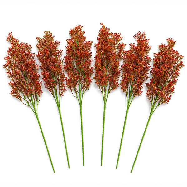 Pack of 6 x 75cm Artificial Coral Berry Spray Bush Stem
