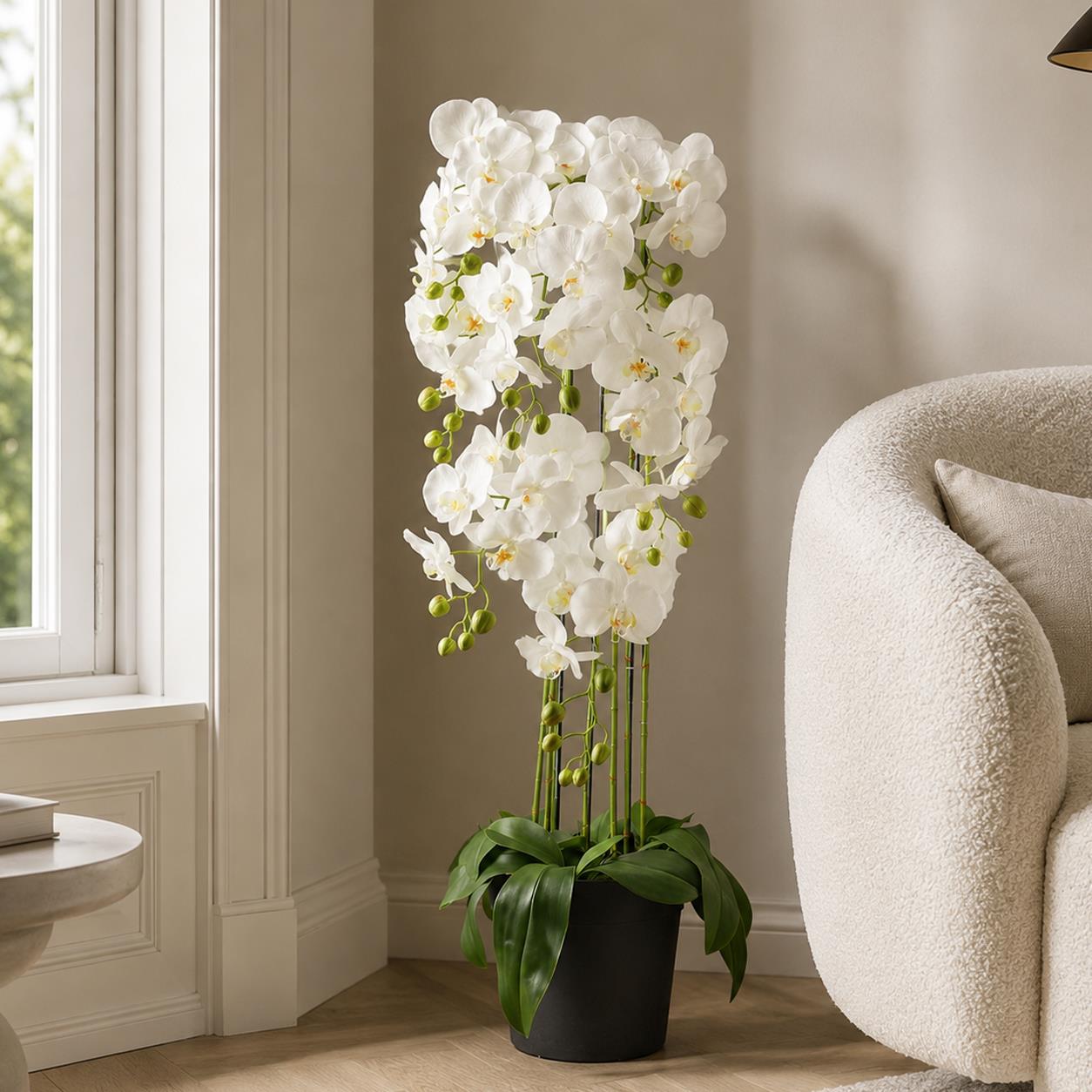 Large White Orchid Plant Artifcial 41 REAL TOUCH flowers Botanik