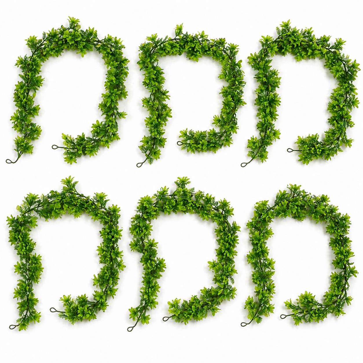 Pack of 6 x 160cm Artificial Green Floral Garland Hanging Foliage Decoration