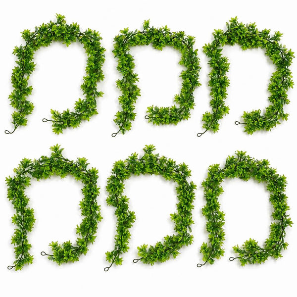 Pack of 6 x 160cm Artificial Green Floral Garland Hanging Foliage Decoration