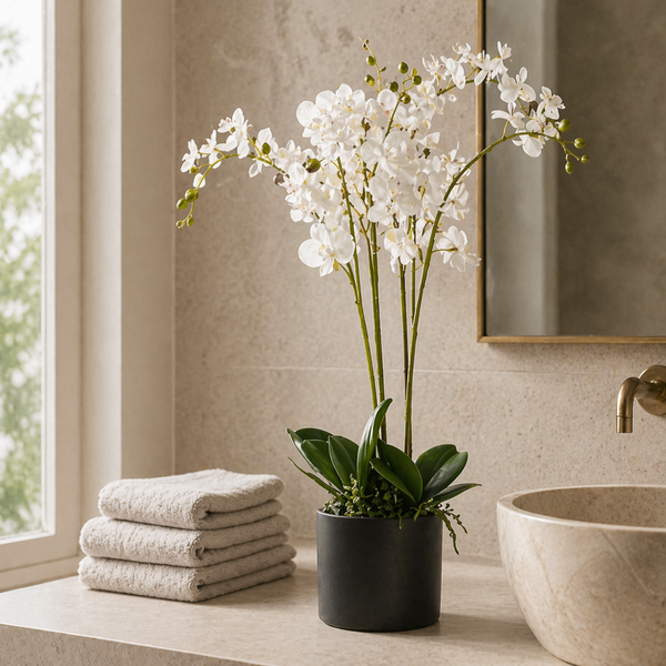 Artificial Orchid Flower in Pot 60cm White