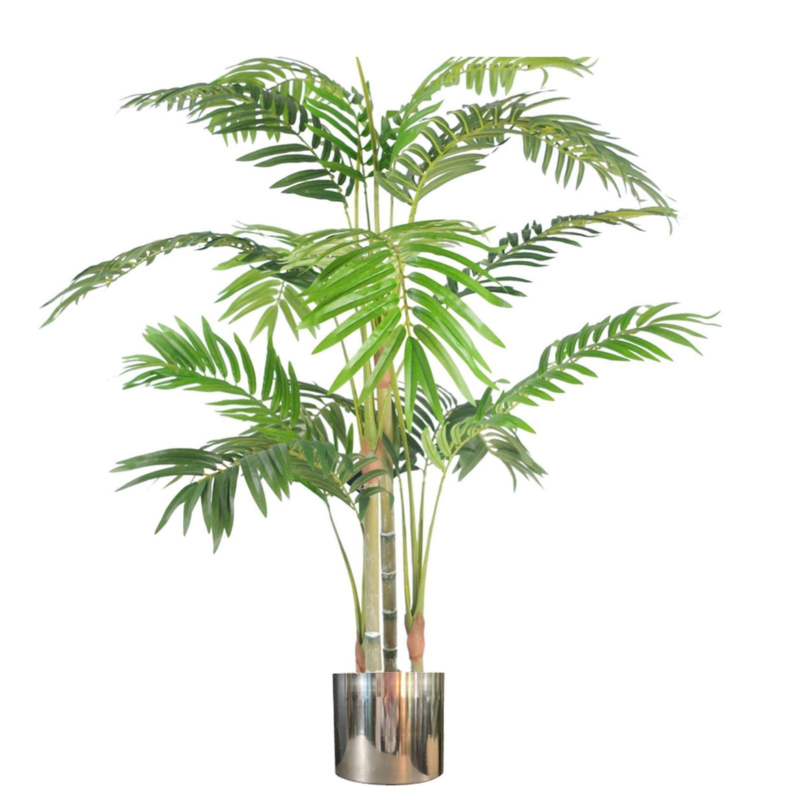 120cm (4ft) Premium Artificial Areca Palm with pot with Silver Metal Planter
