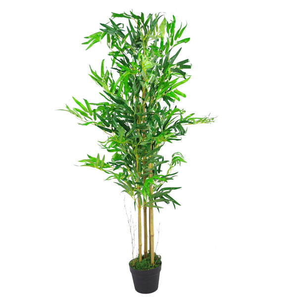 Artificial Bamboo Tree Plant Silver Planter 120cm Real Canes