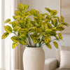 Pack of 6 x 30cm Artificial Yellow Variegated Leaf Sprays