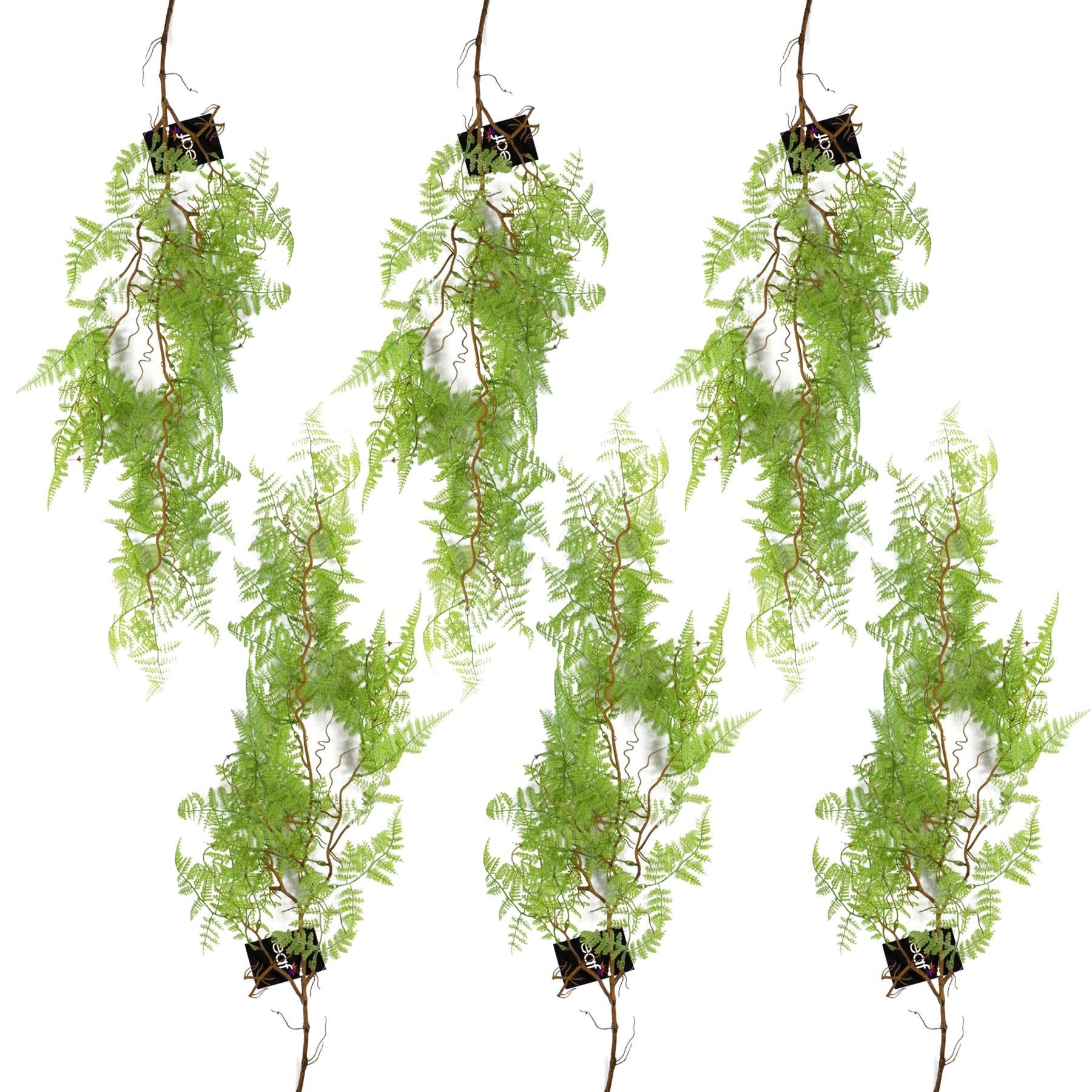 6 x 100cm Artificial Hanging Maidenhair Fern Plant Light Green - Premium Quality