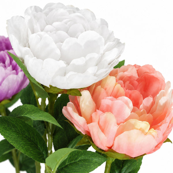 Pack of 6 x 55cm Artificial Mixed Peony Flower Stems