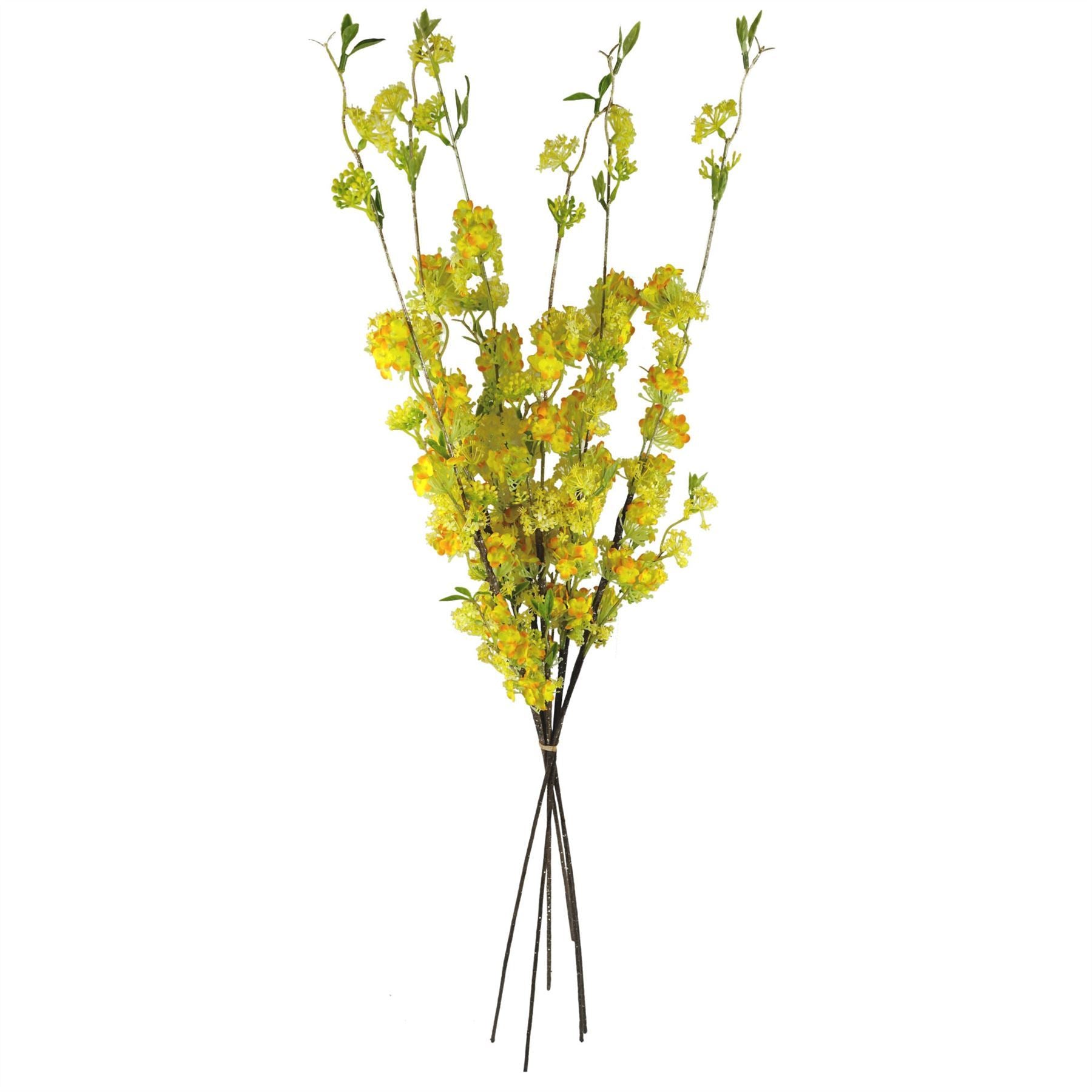 Pack of 6 x 100cm Yellow Blossom Spray Stem - Premium Quality