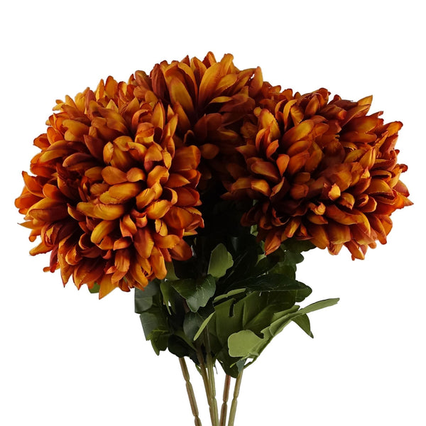 Pack of 6 x 75cm Extra Large Reflex Chrysanthemum - Orange - Premium Quality