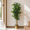 Artificial Bamboo Tree Plant Gold Planter 120cm Real Bamboo Canes