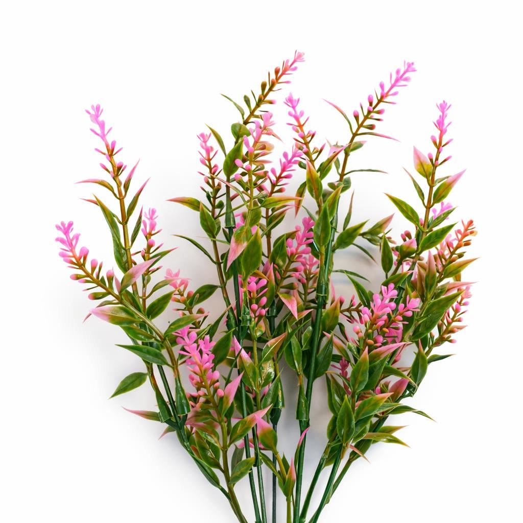 Pack of 6 x 34cm Artificial Pink Heather Stem Plant