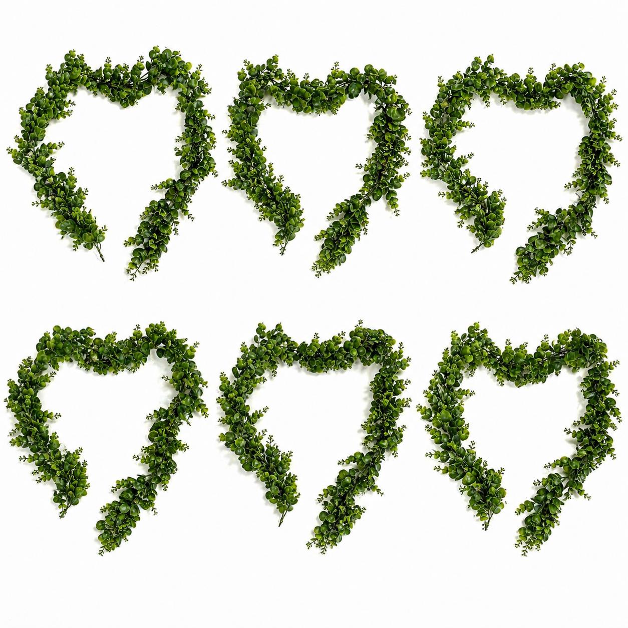 Pack of 6 x 180cm Artificial Eucalyptus Style Green Garland Hanging Decoration