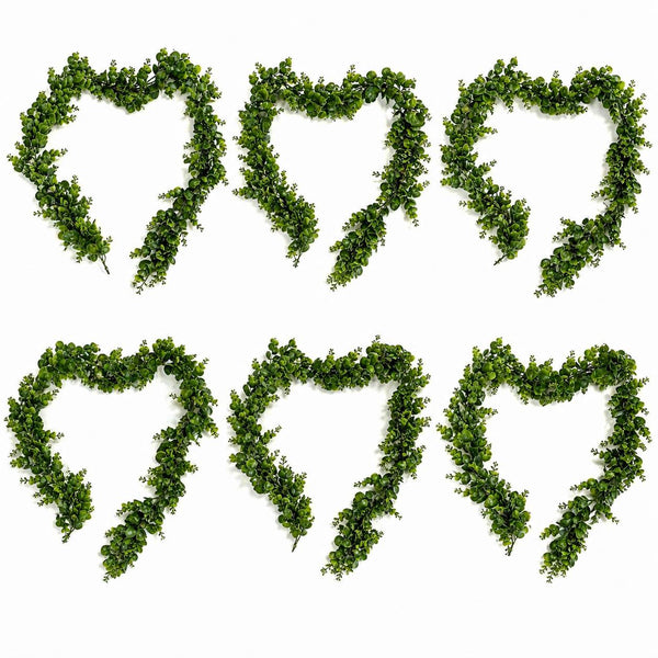 Pack of 6 x 180cm Artificial Eucalyptus Style Green Garland Hanging Decoration