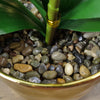 Orchid Artificial Purple White 50cm Gold Pot Phalaenopsis