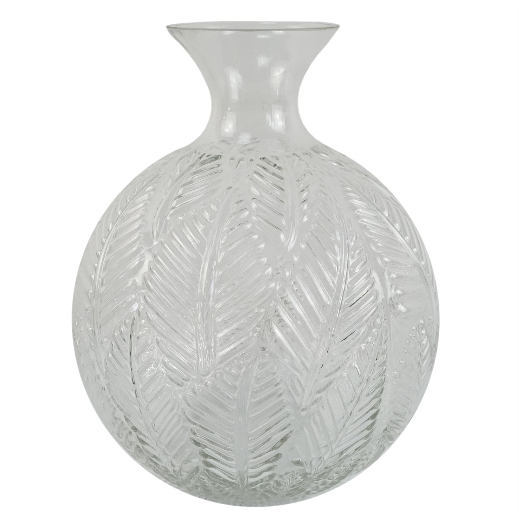 Glass Vase Clear Fern Print Glass Bottle Vase 26cm Botanik