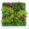 100cm Artificial Fern & Mixed Foliage Green Wall Panel with Burgundy and Grass Accents