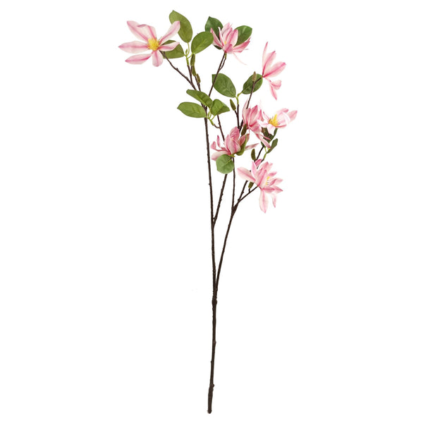 Leaf Design 100cm Pink Magnolia Floral Spray Artificial