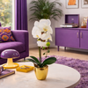 Artificial Orchid Dark White Silver 46cm