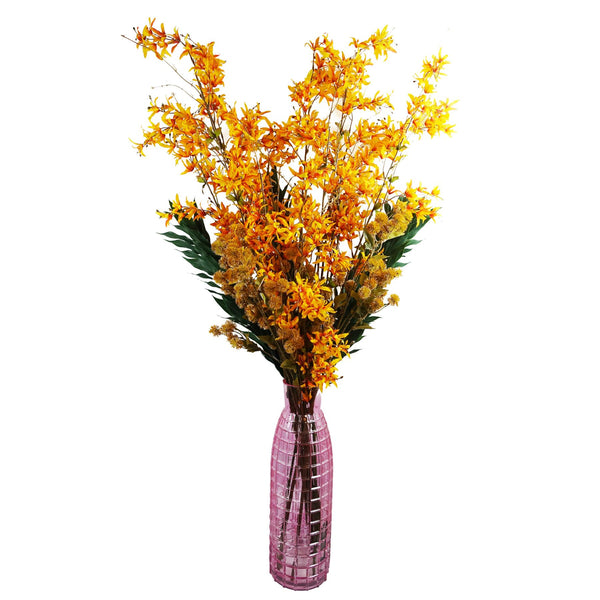 Leaf Design 130cm Yellow Blossom Floral Spray Artificial