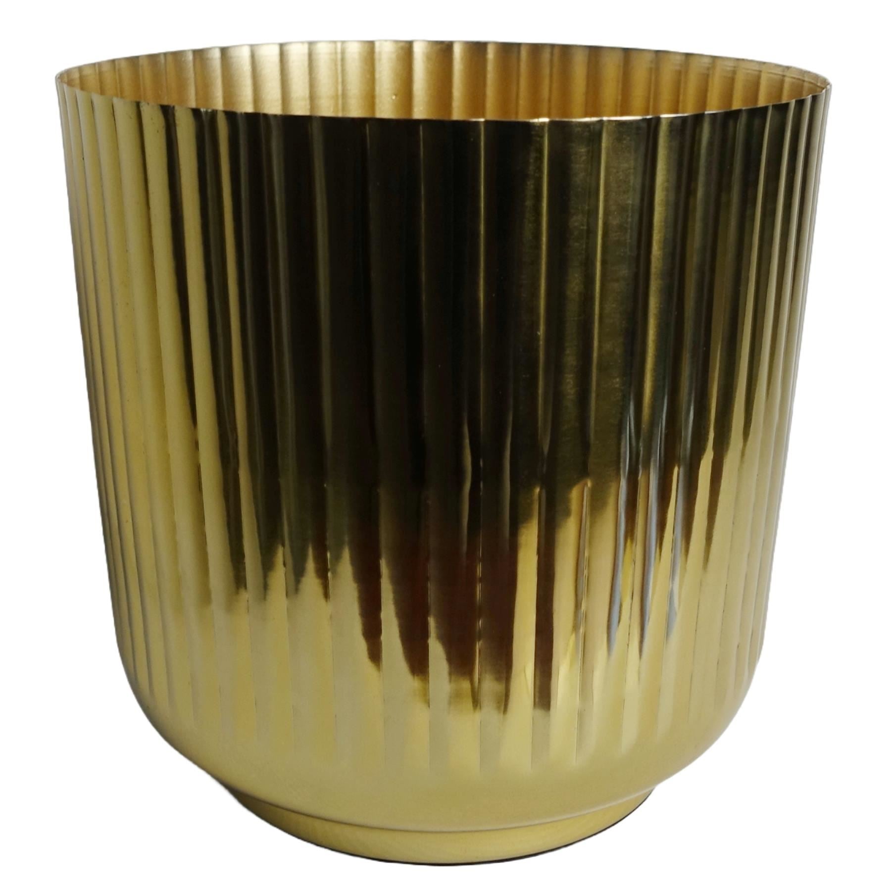 20cm Gold Fluted Metal Planter by Botanik - Premium Quality
