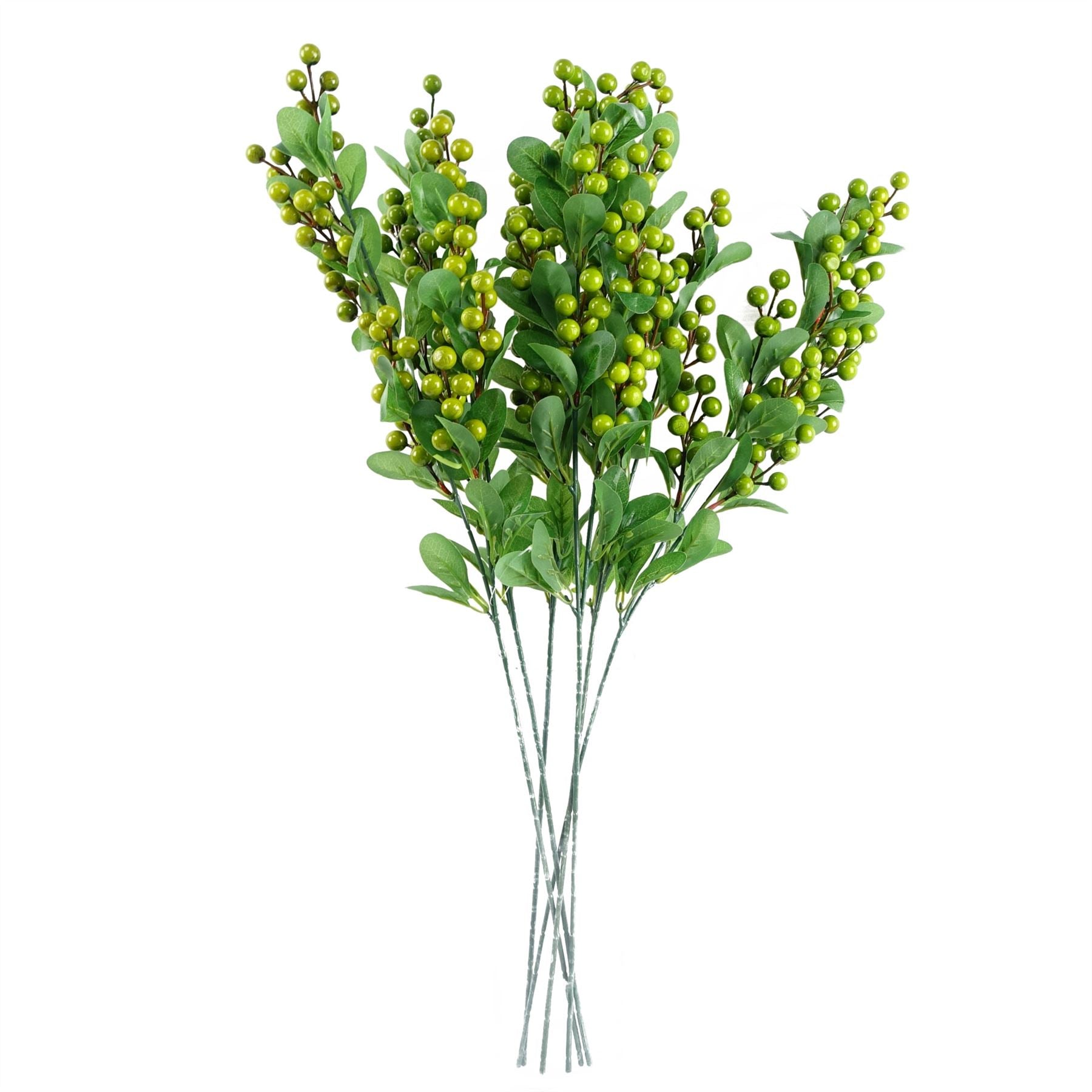 Pack of 6 x Artificial Foliage Green Berry Spray 70cm