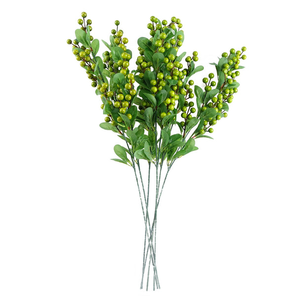 Pack of 6 x Artificial Foliage Green Berry Spray 70cm