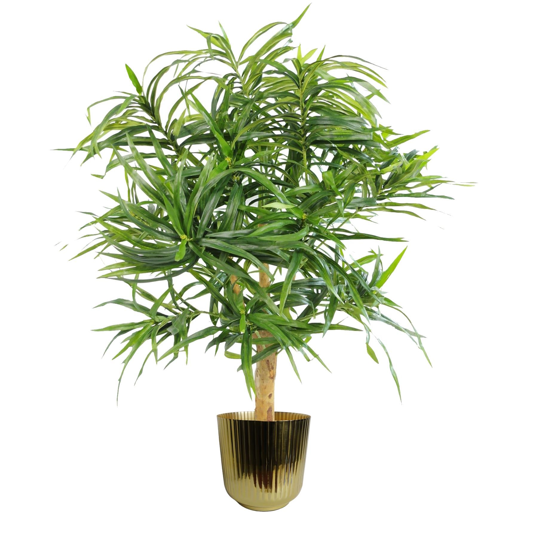 20cm Gold Fluted Metal Planter by Leaf