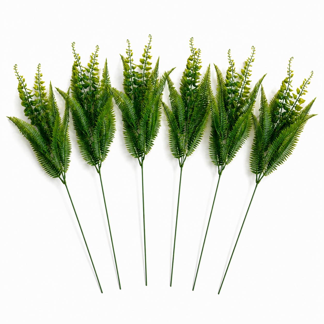 Pack of 6 x 50cm Artificial Fern Mixed Foliage Spray Stem
