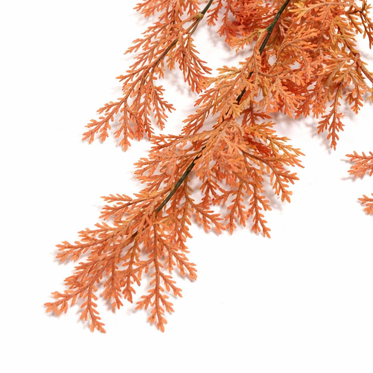 Pack of 6 x 80cm Artificial Coral Fern Trailing Plant Autumn Orange Hanging Foliage