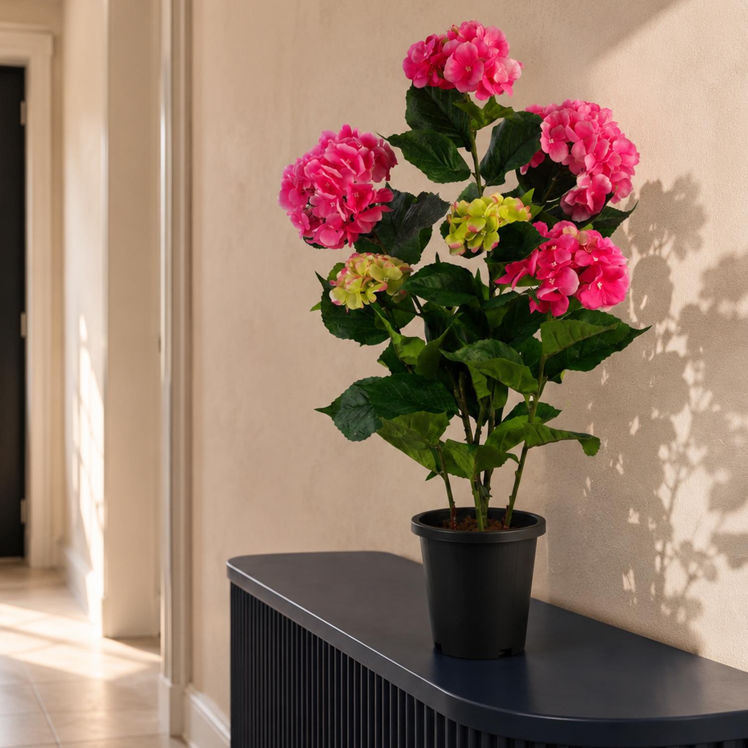 Artificial Large Hydrangea Plant Flowering Bush Pink Botanik