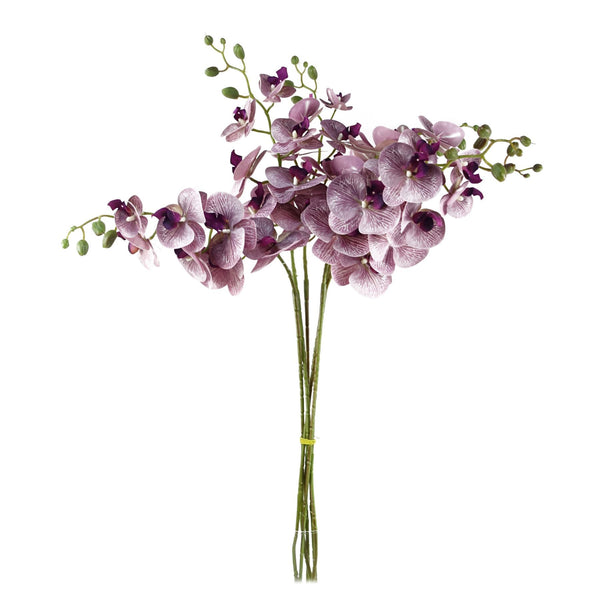 Pack of 6 x 100cm Artificial Phalaenopsis Orchid Purple Stem - 42 Flowers - Premium Quality